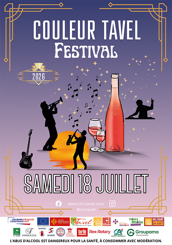 Affiche Festival Couleur Tavel 2025 - Samedi 19 juillet 2025