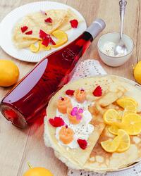 Recette Vin rosé de Tavel : Crêpes salées au fromage frais crémeux et truite fumée